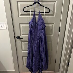 Free People Purple Crinkle Halter Maxi Dress